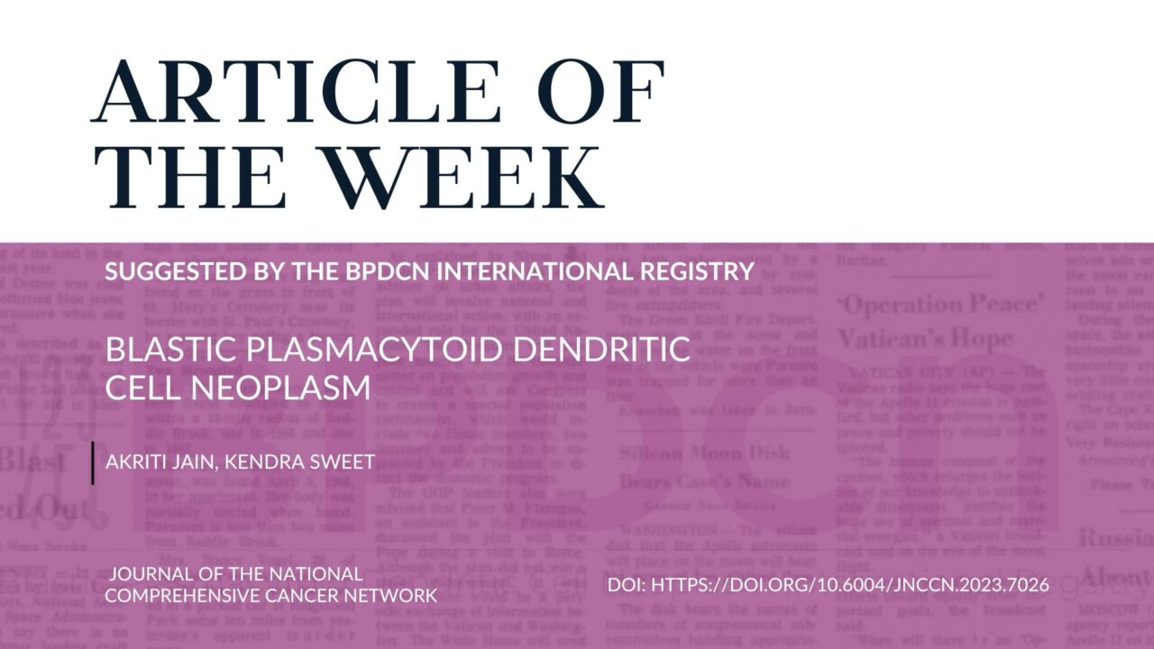 Article of the Week, Suggested by the BPDCN International Registry