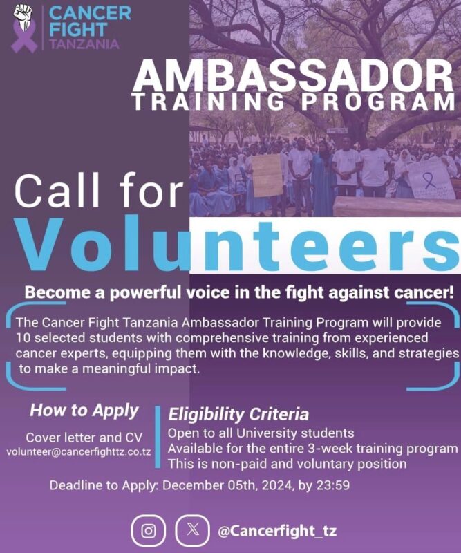 Cancer Fight Tanzania announces the Ambassador Training Program