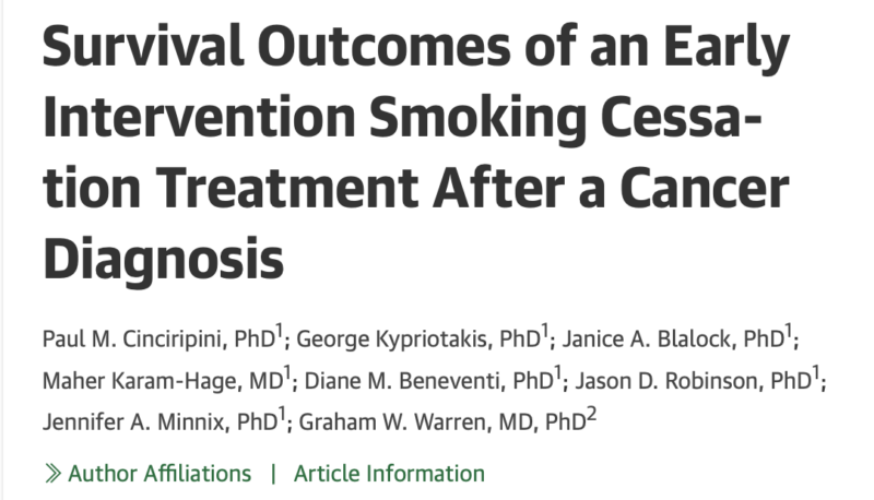 Survival benefit of smoking cessation among cancer patients treated in the Tobacco Research and Treatment Program