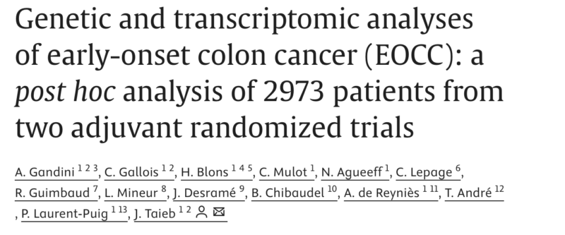 Julien Taieb: Genetic and transcriptomic analyses of early-onset colon cancer