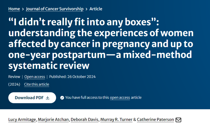 Maryam Lustberg: Women’s experiences of cancer during pregnancy and postpartum