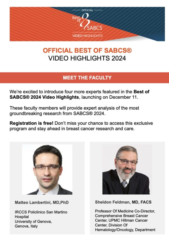 Matteo Lambertini: Excited to join the faculty providing live updates from SABCS24