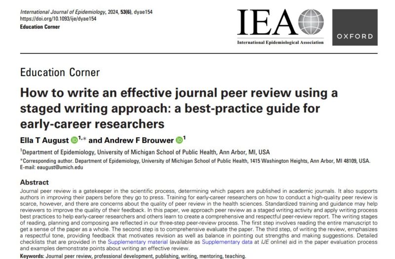 How to write an effective journal peer review using a staged writing approach