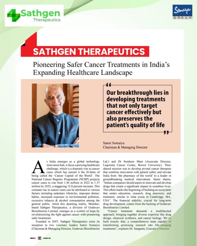 Sathgen Therapeutics Named Company of the Year 2024 by Silicon India Magazine