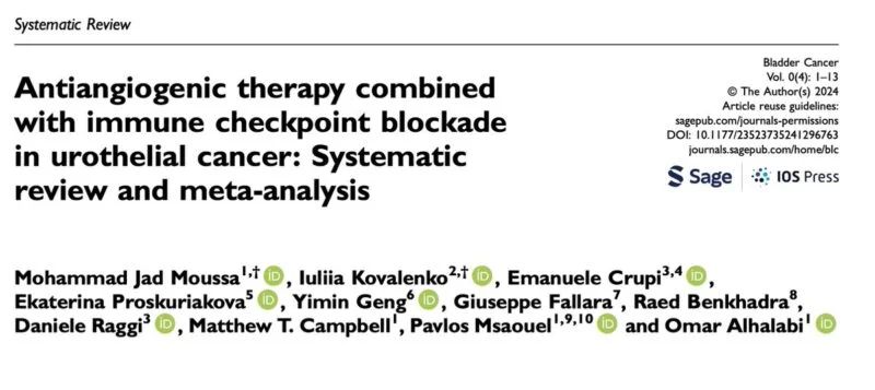 Emanuele Crupi: Antiangiogenic Therapy Combined with Immune Checkpoint Blockade in Urothelial Cancer