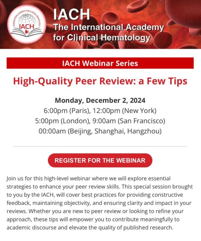 Mohamad Mohty: IACH Webinar series, High-Quality peer review, a few tips