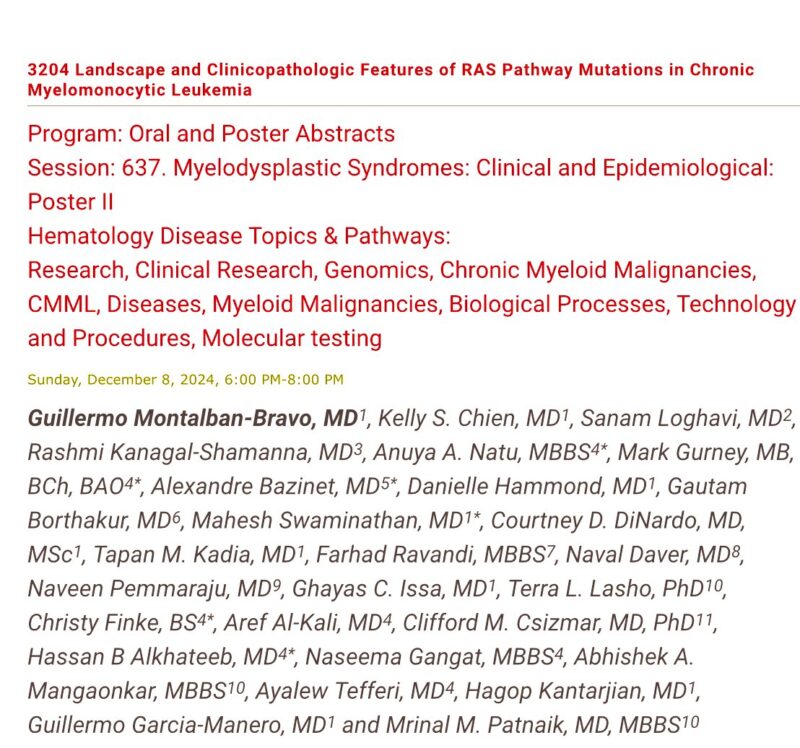 Naveen Pemmaraju: All about RAS pathway mutations in CMML