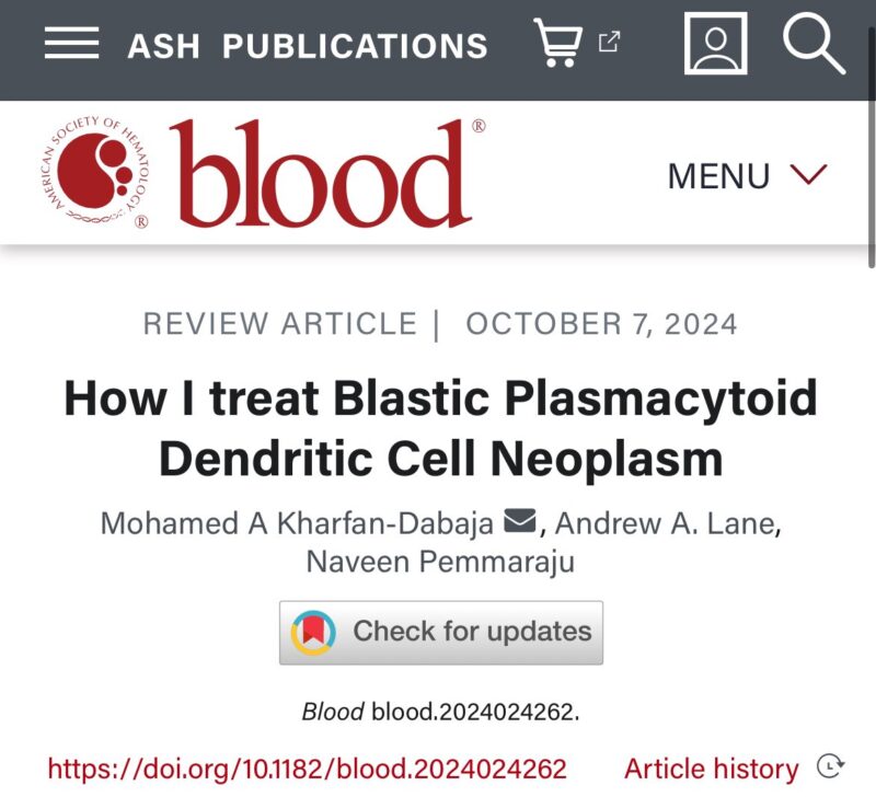 Naveen Pemmaraju: How I treat Blastic Plasmacytoid Dendritic Cell Neoplasm