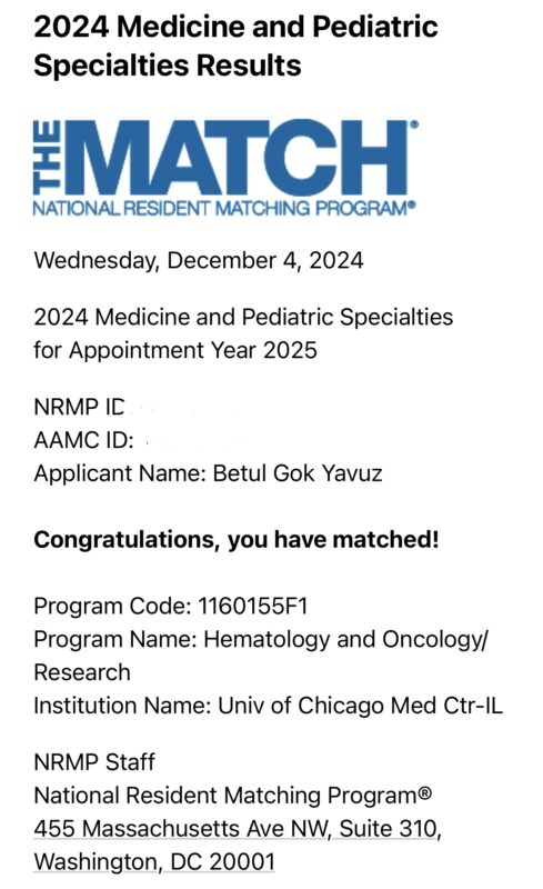 Betul Gok Yavuz: Honored to join the University of Chicago for hematology-oncology fellowship