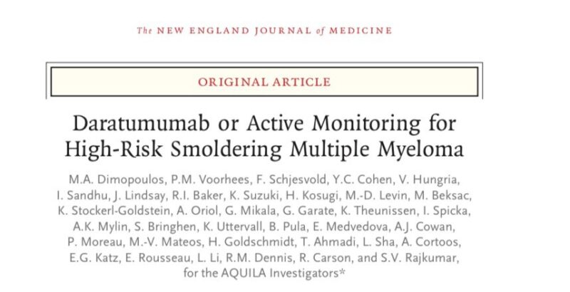 Vincent Rajkumar: Paradigm changing AQUILA randomized trial in high risk smoldering myeloma