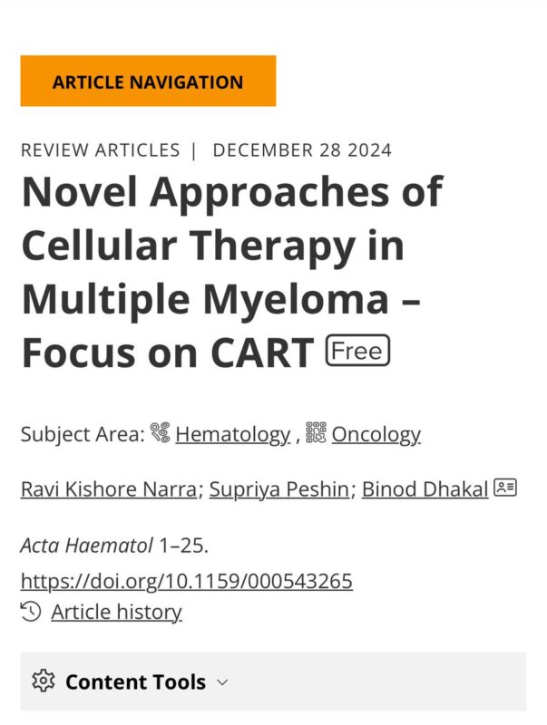 Supriya Peshin: Novel Approaches in Cellular Therapy for Multiple Myeloma