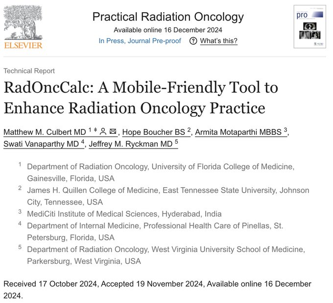 Jeff M. Ryckman: A Mobile-Friendly Tool to Enhance Radiation Oncology Practice