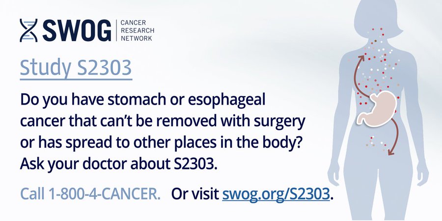 Study S2303 for esophageal or stomach cancer – SWOG Cancer Research Network