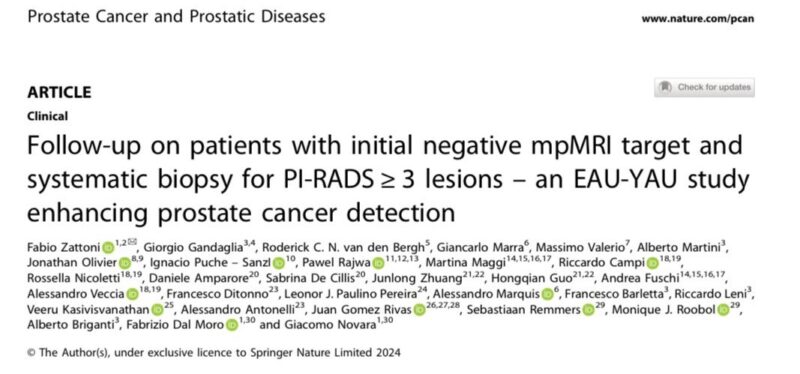 Follow-up on patients with initial negative mpMRI target and systematic biopsy for PI-RADS 3 or more lesions