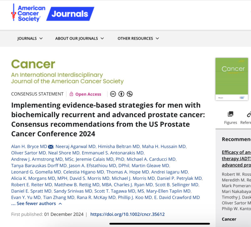 Alan Bryce: The manuscript from the 2024 United States Prostate Cancer Consensus Conference