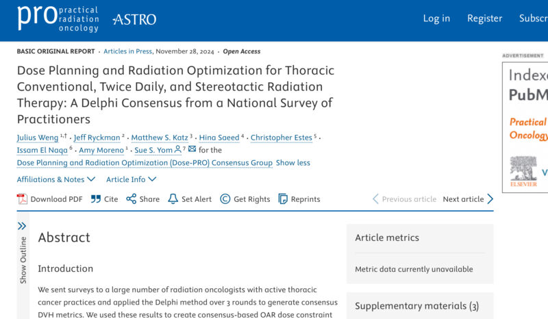 Matthew Katz: Consensus-based OAR dose constraint and target goal templates for lung cancer radiation therapy