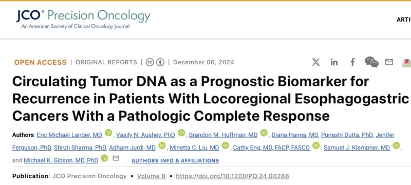 Erman Akkus: ctDNA and locoregional gastroesophageal cancer by Eric Michael Lander et al.