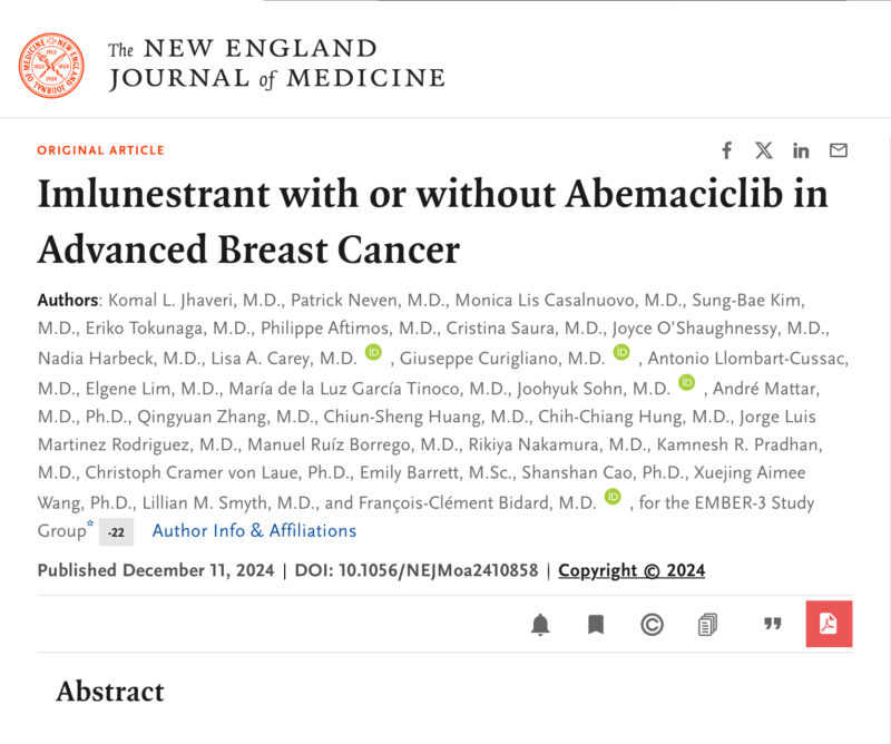 Imlunestrant with or without Abemaciclib in Advanced Breast Cancer (EMBER-3)