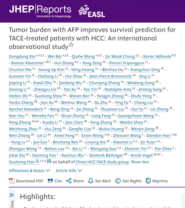 Arndt Vogel: Tumor burden with AFP improves survival prediction for TACE-treated patients with HCC