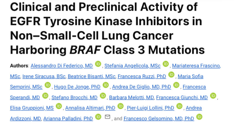 Alessandro Di Federico: Sensitivity of BRAF class 3 Mutations to EGFR-TKIs