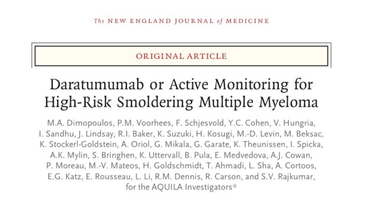 Results of AQUILA Trial: Daratumumab or Active Monitoring for High-Risk Smoldering Multiple Myeloma