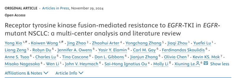 Xiuning Le: RTK fusion-mediated resistance to EGFR-TKI in EGFR-mutated NSCLC