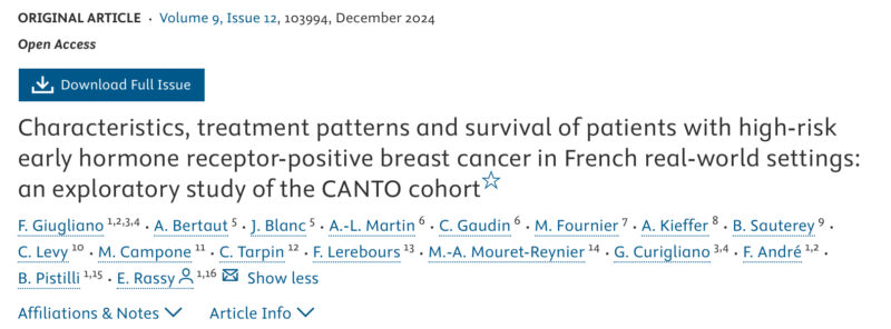 Federica Giugliano: Characteristics and treatment patterns of patients with high risk HR+ BC in CANTO cohort