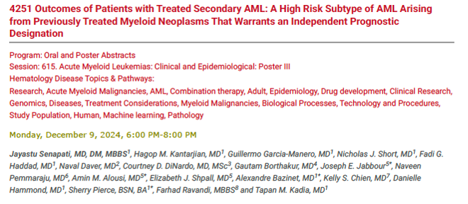 ASH24 studies from MD Anderson presented by Jayastu Senapati