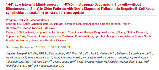 ASH24 studies from MD Anderson presented by Jayastu Senapati