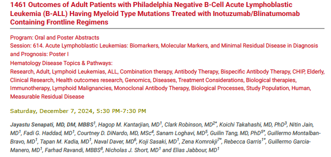 ASH24 studies from MD Anderson presented by Jayastu Senapati