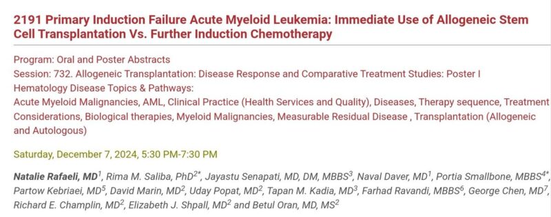 ASH24 studies from MD Anderson presented by Jayastu Senapati