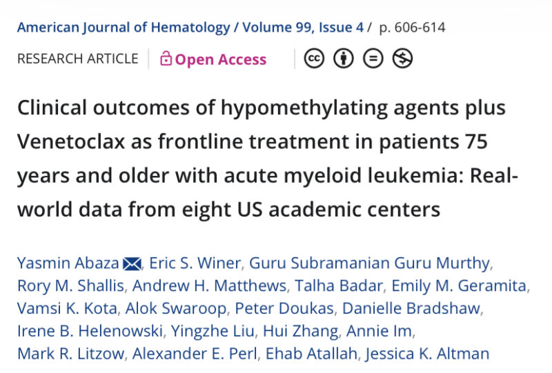 Talha Badar: Venetoclax and Azacitidine for elderly AML ineligible for intensive Induction