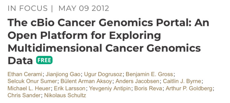 Anirban Maitra: The all-time most cited paper in AACR Cancer Discovery by Ethan Cerami et al.