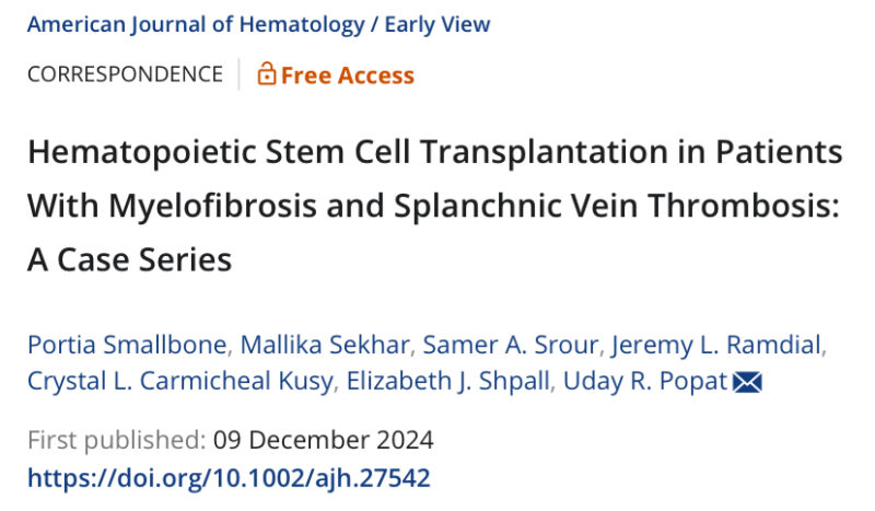 Portia Smallbone: HCT in patients with MF and splanchnic vein thrombosis