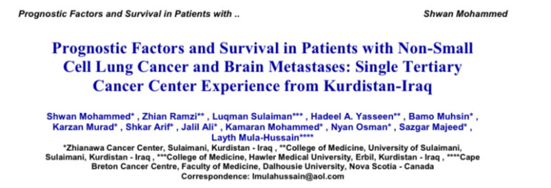 Layth Mula-Hussain: Prognostic factors and survival in patients with NSCLC and brain metastases