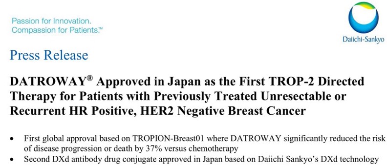 Raffaele Colombo: Dato-DXd approved in Japan for HR+, HER-negative unresectable or recurrent breast cancer