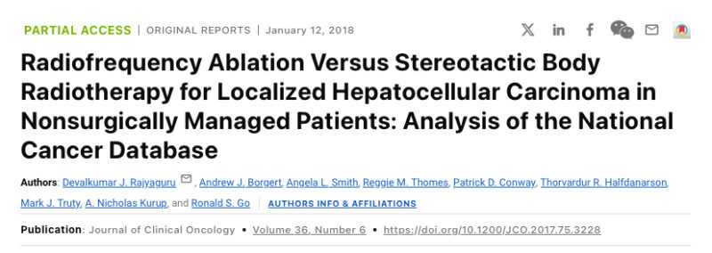 Milind Javle: Radiofrequency Ablation VS Stereotactic Body Radiotherapy for Recurrent Small HCC