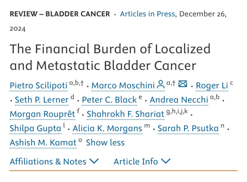 Andrea Necchi: The Financial Burden of Localized and Metastatic Bladder Cancer