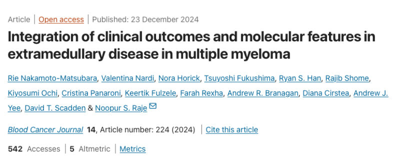 Rahul Banerjee: Fascinating work by Noopur Raje et al looking at visceral EMD in Multiple Myeloma