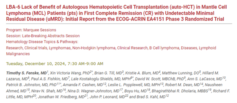 First hit on Autologous Stem Cell Transplantation in Mantle cell lymphoma