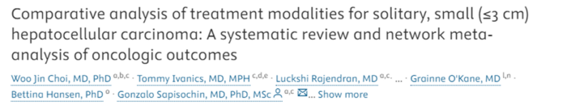 Comparative analysis of treatment modalities for solitary, small Hepatocellular carcinoma