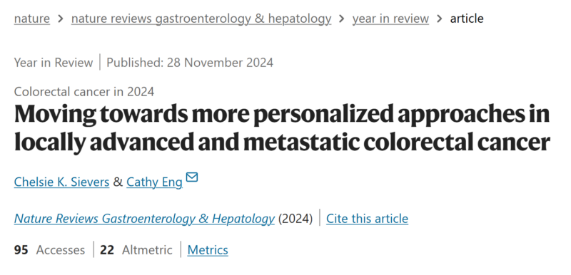 Advancements in personalized treatment of mCRC in 2024 by Chelsie Sievers and Cathy Eng