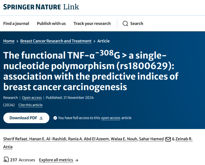 Sahar Hamed: TNF-Alfa in Breast Cancer Carcinogenesis