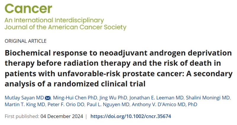 Biochemical Response to ADT and Mortality Risk in Prostate Cancer - ACS Journal Cancer