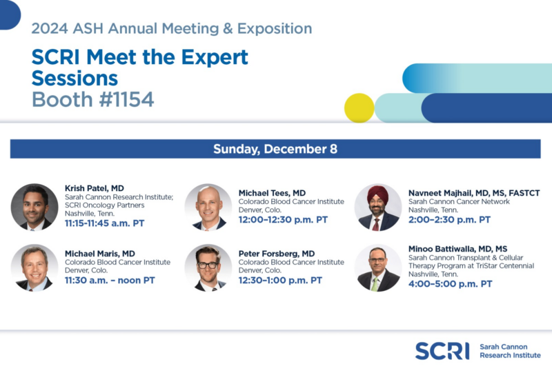 "Meet the Expert" sessions at the 2024 ASH Annual Meeting - Sarah Cannon Research Institute