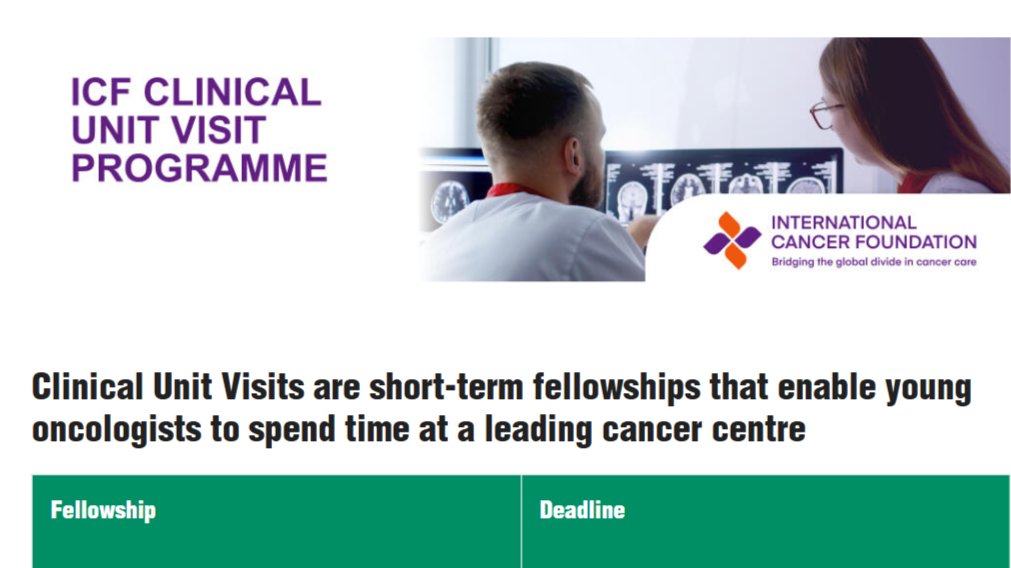 Jonathan Lim: Applications open for ICF-ESMO Clinical Unit Visit Fellowship