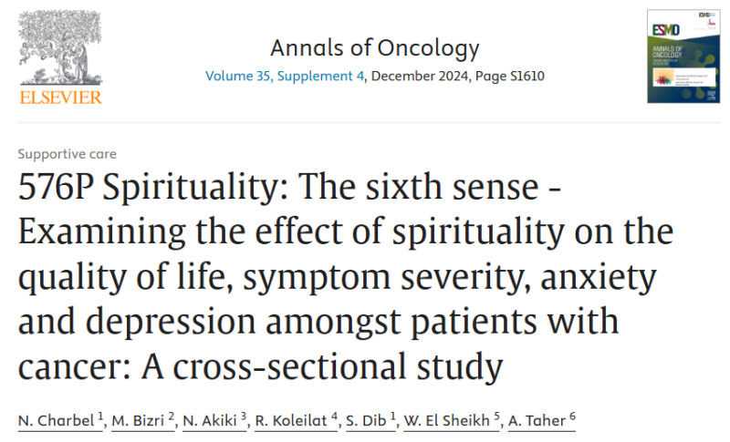 Nicole Charbel: Examining the effect of spirituality on the quality of life amongst patients with Cancer