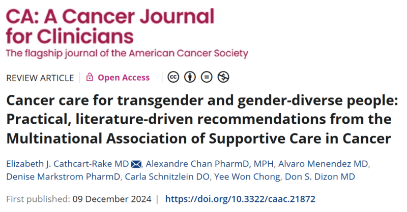 Alexandre Chan: Recommendations for cancer care in transgender and gender-diverse people by MASCC