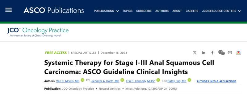 ASCO's new clinical insights on Systemic Therapy for Stage I-III Anal Squamous Cell Carcinoma