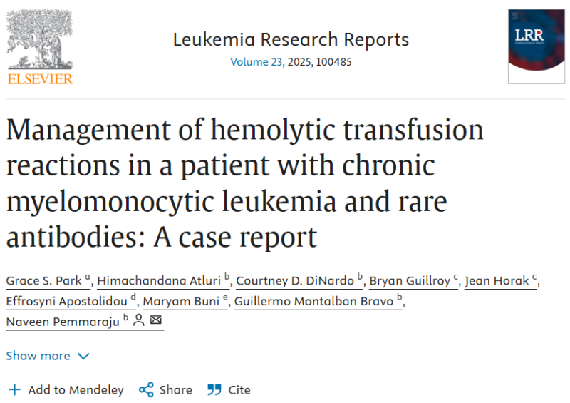 Naveen Pemmaraju: Transfusions with rare antibody profiles during leukemia management